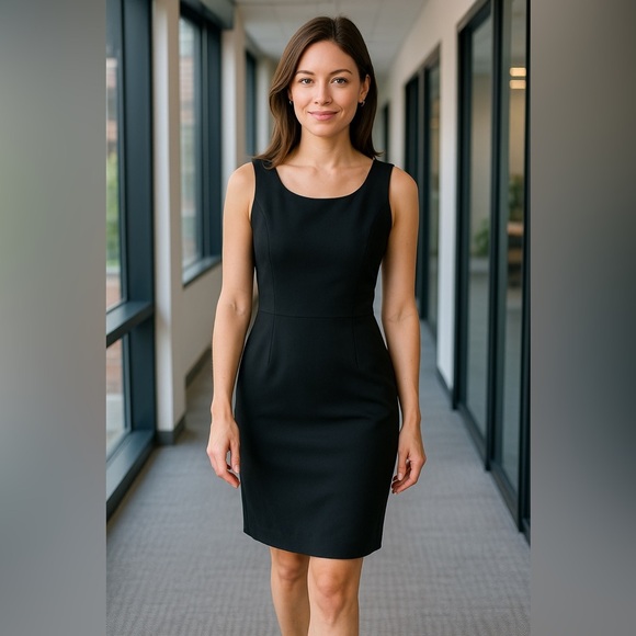 Anne Klein Black Sleeveless Sheath Dress Classic Workwear - Size 6 - Picture 15 of 16